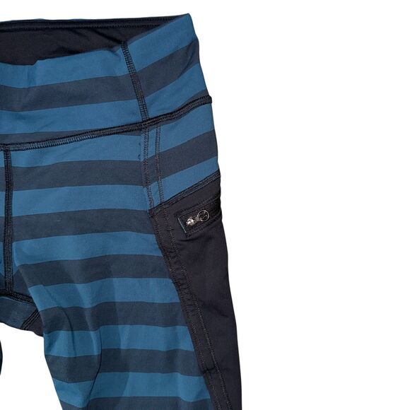 GUC Lululemon Run: TOP SPEED CROP PANT MICRO MACRO STRIPE ALBERTA LAKE BLACK 6 - Picture 3 of 5